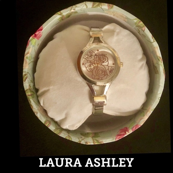 LAURA ASHLEY LE Two-tone Gold Bangle FloralWatch - Picture 5 of 8